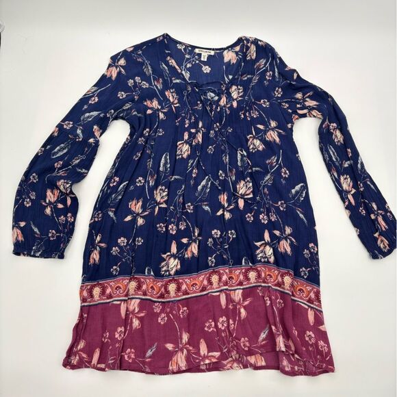 BillaBong Just Like You Dress Starry Night Long Sleeve Size large Boho Flowy - Picture 2 of 7